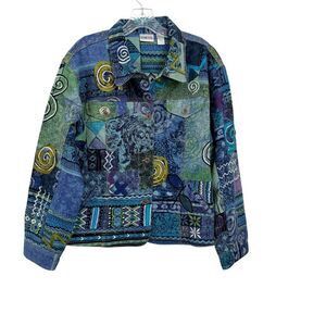 Chico's Artisan Blue Green Denim Jacket size 16 (3)